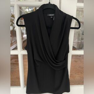 DKNY Elegant Black Sleeveless Blouse Size M